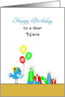 For Niece Birthday Card with Blue Bird and Presents card