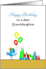 For Granddaughter Birthday Card with Blue Bird and Presents card