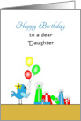 For Daughter Birthday Card with Blue Bird and Presents card