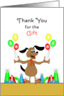 Thank You for the Gift with Brown Dog, Balloons and Presents card