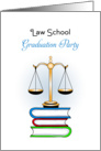 Law School Graduation Invitation Greeting Card-Scales of Justice-Books card