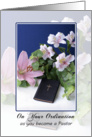 Pastor Ordination Congratulations Greeting Card-Bible-Flowers-Lilies card