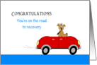 Road to Recovery Greeting Card-Encouragement-Bear Driving Red Car card