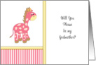 Baptism-Christening Be My Godmother Greeting Card Invitation-Giraffe card