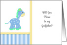 Be My Godfather Greeting Card Invitation-Blue Giraffe card