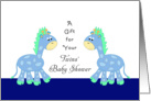For Twins’ Baby Shower Greeting Card-Two Blue Giraffes card