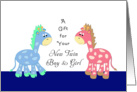 Gift for your New Twin Boy & Girl Greeting Card-Pink and Blue Giraffe card