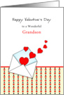 For Grandson Valentine’s Day Greeting Card-Envelope-Red Hearts card