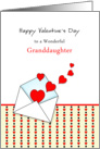 For Granddaughter Valentine’s Day Greeting Card-Envelope-Red Hearts card