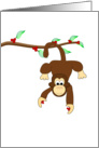 Monkey Hanging from Branch-Blank Note Card