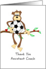 Thank You Assistant Soccer Coach-Monkey and Soccer Ball card