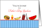 Father’s Day Luncheon Invitation-Hamburger-Hot Dog-Soda-Mustard card