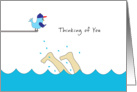 Thinking of You Away at Summer Camp Card-Feet Splashing-Swimming-Bird card