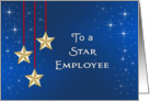 For Employee Thank You Card-Gold Colored Star-Red String Look card