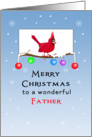 For Father / For Dad Christmas Card with Red Cardinal on Tree Branch card