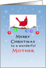 For Mom/For Mother Christmas Card with Red Cardinal on Tree Branch card