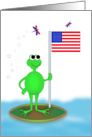 Patriotic Frog on Lily Pad Greeting Card-Blank Note Card-Patriotic card