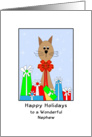 For Nephew Christmas Geeting Card-Brown Cat-Presents card