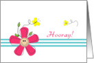 Last Round of Chemo Greeting Card-Hooray-Smiling Flower-Butterflies card