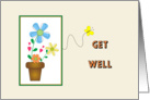 Get Well Greeting Card-Butterflies, Flowers and Flower Pot card