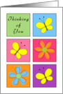 Thinking of You Card-Butterflies and Flowers in Squares card