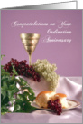 Ordination Anniversary Greeting Card-Grapes-Chalice-Bread-Ivy card