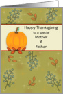 Mother & Father Thanksgiving Greeting Card-Pumpkin and Leaves card