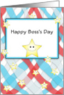 For Boss Boss’s Day Card-Red, White and Blue with Smiling Stars card