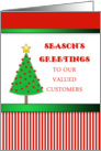 For Customers & Clients Christmas Card-Christmas Tree-Star-Stripes card