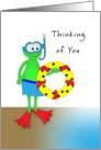 Thinking of You Away at Camp Greeting Card-Frog-Snorkel-Inner Tube card