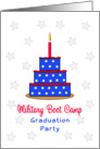 Military Boot Camp Graduation Party Invitation with Patriotic Cake card