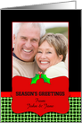 Customizable Christmas Photo Greeting Card with Holly card