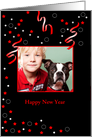 Customizable New Year’s Photo Card with Streamers and Stars card