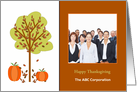 Customizable Thanksgiving Photo Card with Tree and Pumpkin card