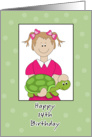 14th Birthday Girl Holding Turtle card