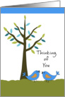 Thinking of You Greeting Card with Two Blue Birds and Tree card