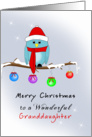 Granddaughter Christmas Card with Blue Bird, Red Hat, Scarf, Boots card