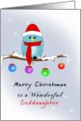 Goddaughter Christmas Card with Blue Bird, Red Hat, Scarf, Boots card
