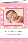 Baby Girl Birth Announcement Photo Card-A New Little Star is Born card