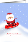 Christmas Snowboarder Greeting Card-Santa Claus-Winter Scene card
