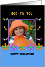 Halloween Photo Card with Spooky Eyes and Flowers card