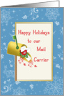 For Mail Carrier Christmas Card with Mail Box, Bird, Letters, Mail card