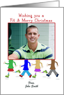 Fitness Christmas Photo Card-Male and Female Runners card