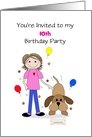 Custom Birthday Template Invitation Card, Girl, Dog and Balloons card
