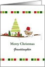 Granddaughter Christmas Greeting Card-Bird-Branch-Tree-Presents-Custom card