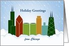 Customizable Chicago Skyline Buildings Christmas Card