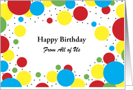 From All Of Us Birthday Greeting Card-Modern Colorful Dot Design card