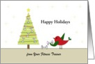 From Fitness Trainer Coach Christmas Greeting Card-Bird Lifting Weight card