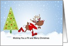 From Fitness Trainer Christmas Card-Customizable-Running Reindeer Tree card
