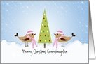 Granddaughter Merry Christmas Card-Birds with Tree Customizable Text card